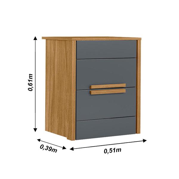 Imagem de Mesa de Cabeceira 2 gavetas  Freijo / Cinza Dhara - Moval