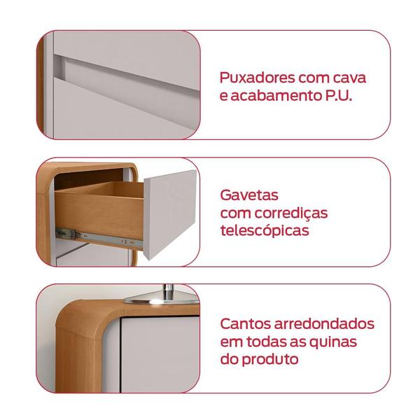 Imagem de Mesa de Cabeceira 2 Gavetas Loop Amendoa Clean/Off White -  Lopas