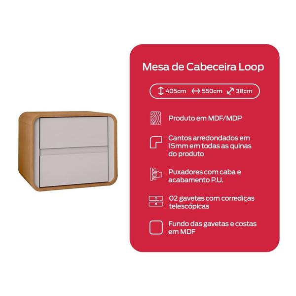 Imagem de Mesa de Cabeceira 2 Gavetas Loop Amendoa Clean/Off White -  Lopas