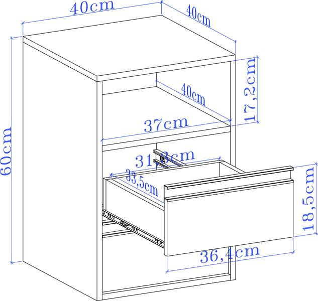 Imagem de Mesa de Cabeceira 2 Gavetas MDF Select Belmax