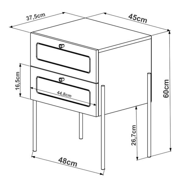 Imagem de Mesa de Cabeceira 2 Gavetas Palhinha 28933 Linha Oslo Nero Artesano