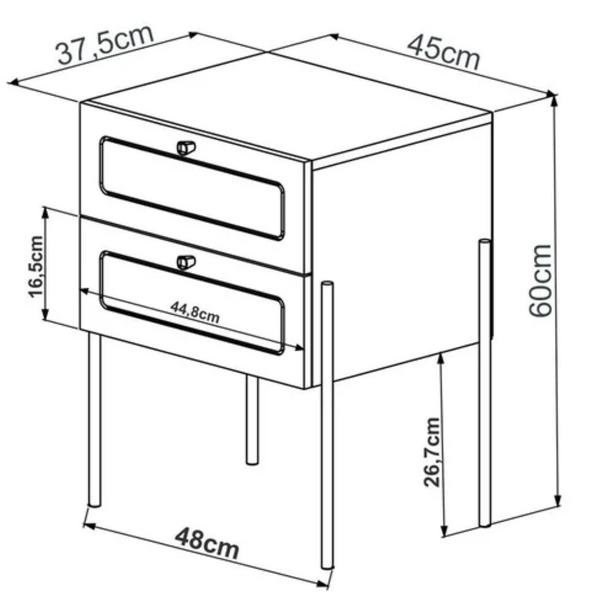 Imagem de Mesa De Cabeceira 2 Gavetas Palhinha Pé Metal Oslo Artesano