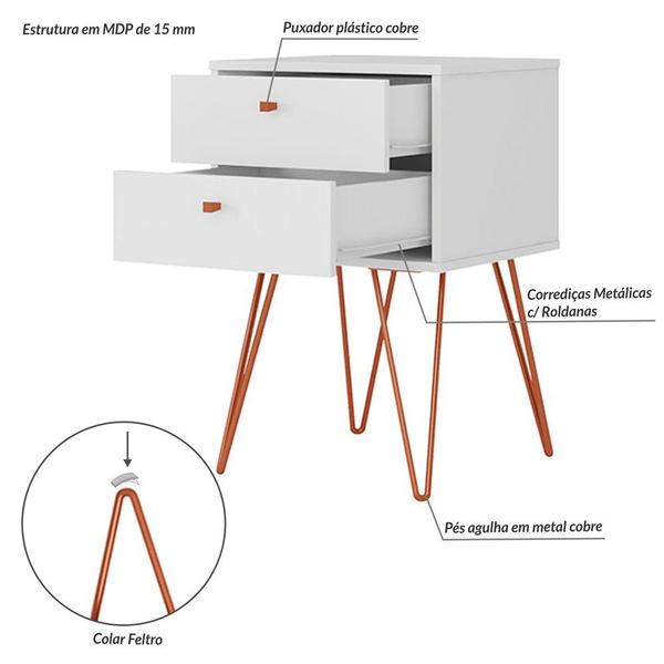 Imagem de Mesa de Cabeceira 2 Gavetas Retro Bled Olivar