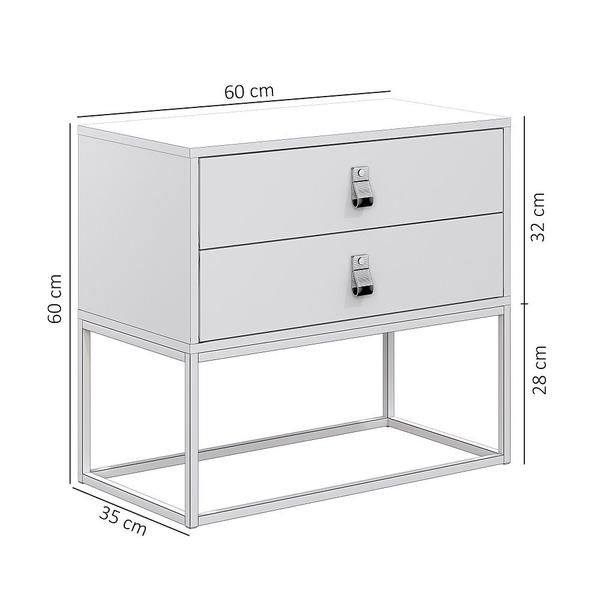 Imagem de Mesa de Cabeceira 2 Gavetas Unic 60 Estilo Industrial Base de Ferro Dourado