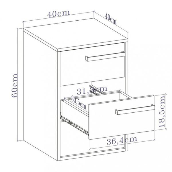 Imagem de Mesa de Cabeceira 3 Gavetas 100 MDF Originale Belmax