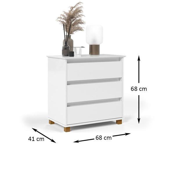 Imagem de Mesa de Cabeceira 3 Gavetas EJ Branco - EJ Moveis