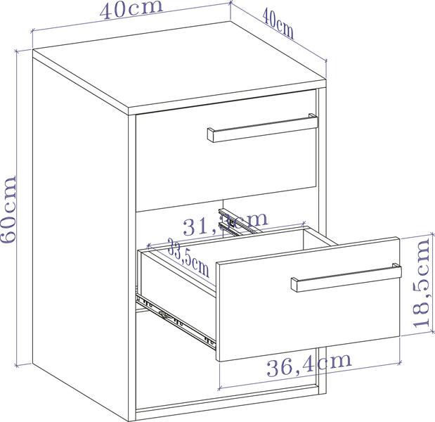 Imagem de Mesa de Cabeceira 3 Gavetas MDF Originale Belmax