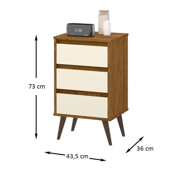 Imagem de Mesa de Cabeceira 3 Gavetas Wood Freijo/Off White - EJ Moveis