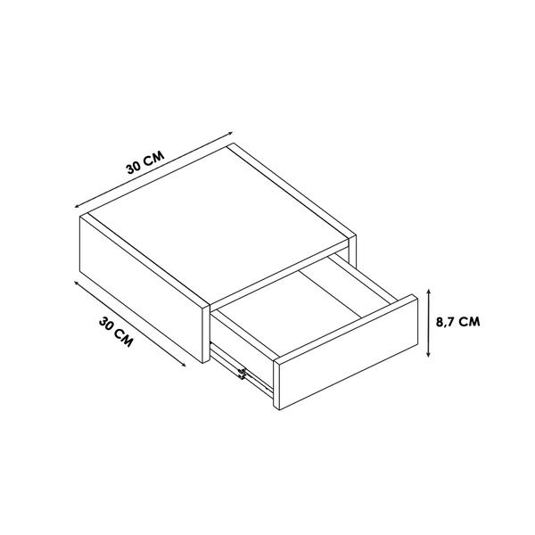 Imagem de Mesa de Cabeceira 30cm Suspensa Cama Quarto Casal Solteiro Gaveta Trilho Telescópico em MDF