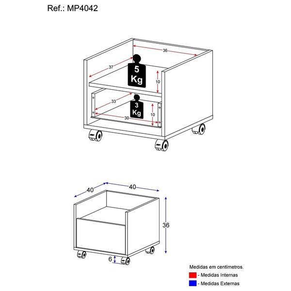 Imagem de Mesa de Cabeceira 40 cm com Rodízios Multimóveis MP4042 Branca