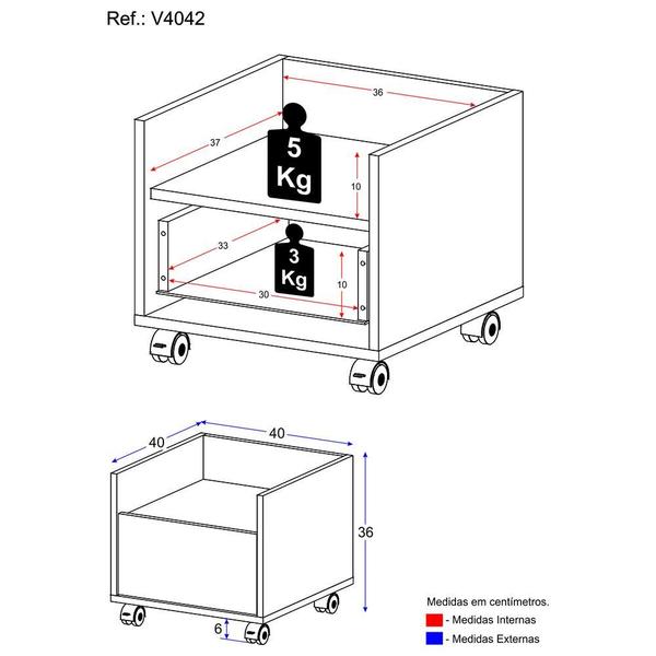 Imagem de Mesa de Cabeceira 40cm com Rodízios Multimóveis V4042