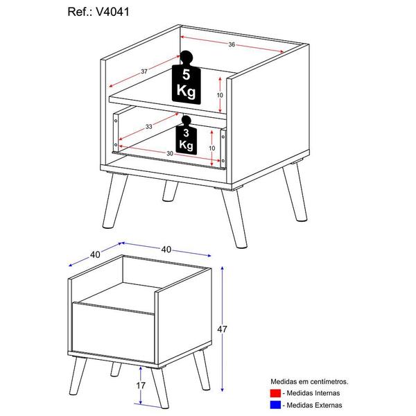 Imagem de Mesa de Cabeceira 40cm Retrô Multimóveis V4041