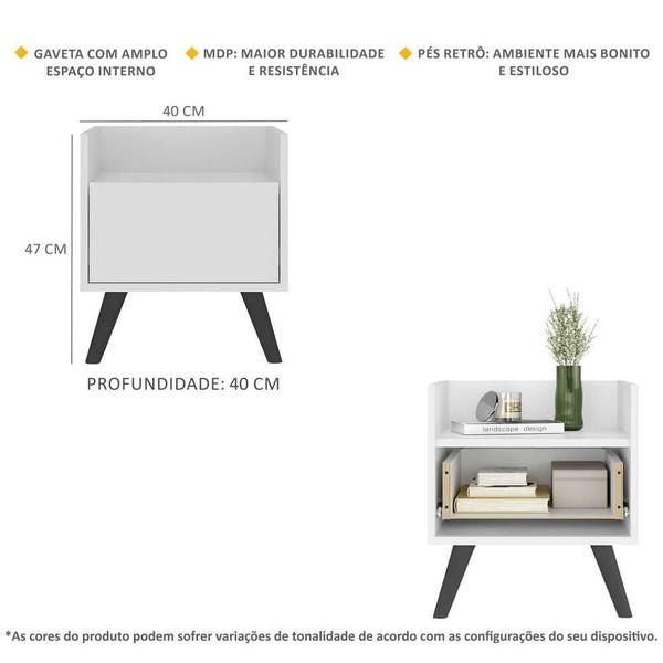 Imagem de Mesa de Cabeceira 40cm Retrô Multimóveis V4041