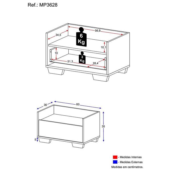 Imagem de Mesa de Cabeceira 60 cm c/ Pés Quadrados Multimóveis Branca