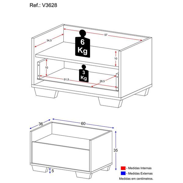 Imagem de Mesa de Cabeceira 60cm Multimóveis V3628