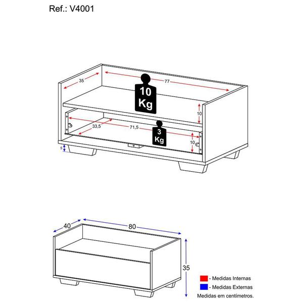 Imagem de Mesa de Cabeceira 80cm Multimóveis V4001