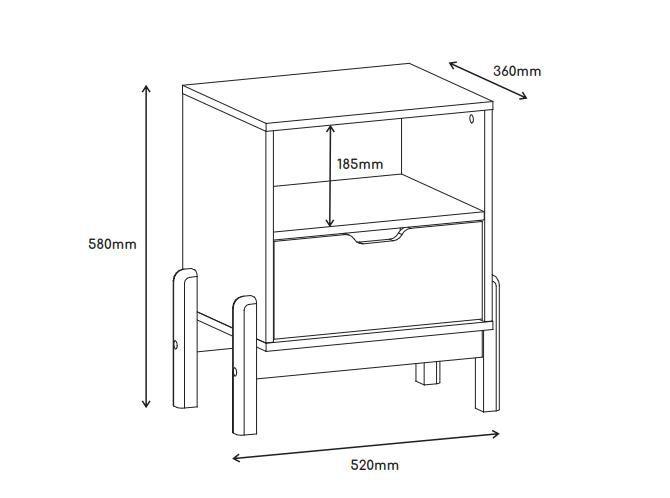 Imagem de Mesa de cabeceira antares 1nicho 1gaveta pés madeira - off white