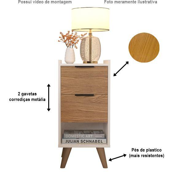 Imagem de Mesa de Cabeceira Apartamento Pé Palito Off white / Cinamomo - Comprar Moveis em Casa