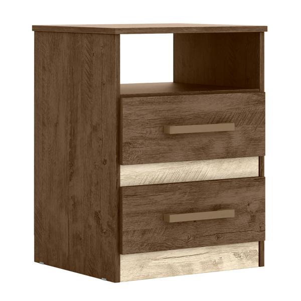 Imagem de Mesa de Cabeceira Apolo 46cm 2 Gavetas Linha Cômoda Castanho Wood Flex Moval