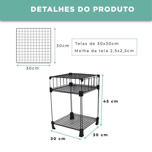 Imagem de Mesa de Cabeceira Aramada Quarto Tipo Estilo Industrial 30x45cm Preto