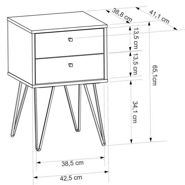 Imagem de Mesa de Cabeceira Bled 2 Gavetas Azul - Olivar Móveis