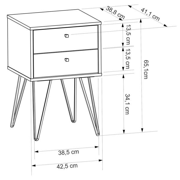 Imagem de Mesa de Cabeceira Bled 2 Gavetas Branco - Olivar Móveis