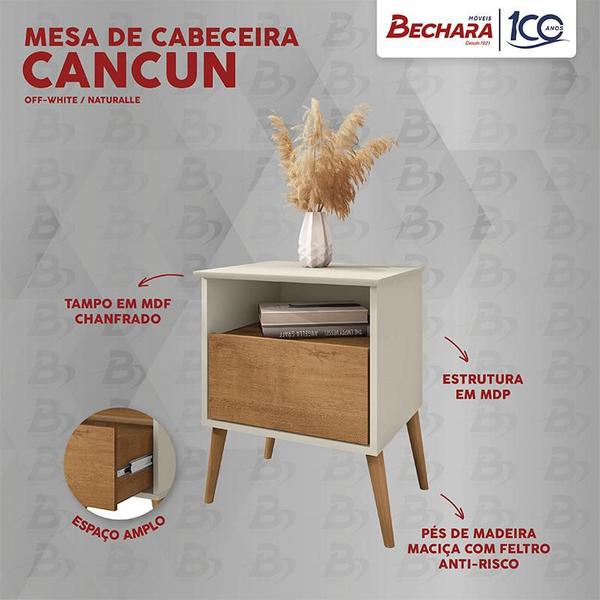 Imagem de Mesa de Cabeceira Cancun Quarto Pés Madeira Maciça 1 Gaveta