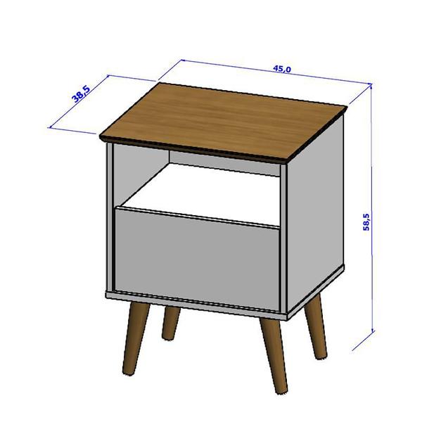 Imagem de Mesa de Cabeceira Cancun Quarto Pés Madeira Maciça 1 Gaveta