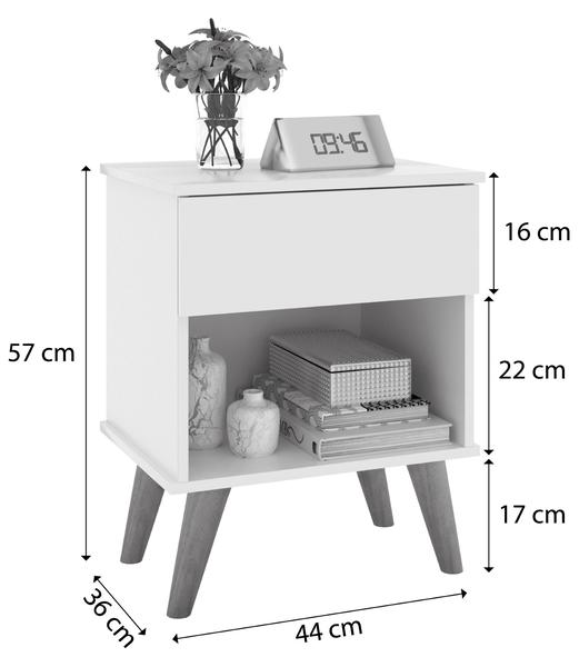 Imagem de Mesa De Cabeceira Classic Duda Off White Freijó