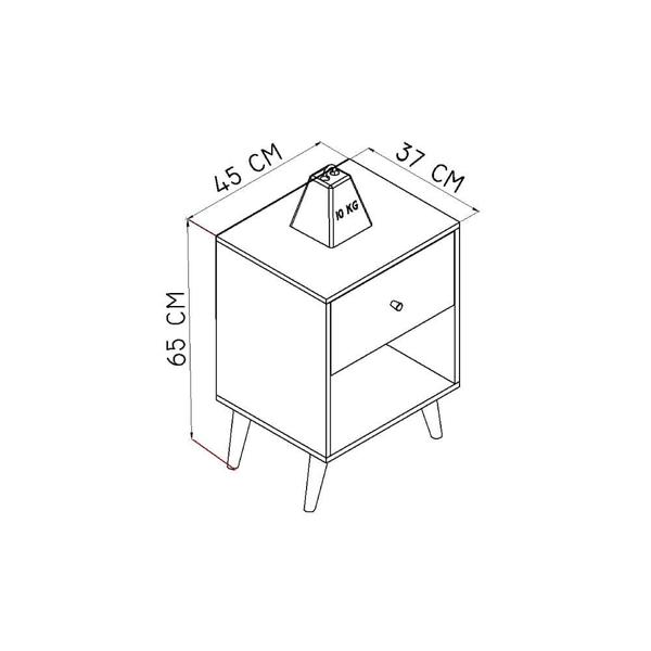 Imagem de Mesa de Cabeceira com 1 Gaveta e 1 Nicho - Branco/Mel