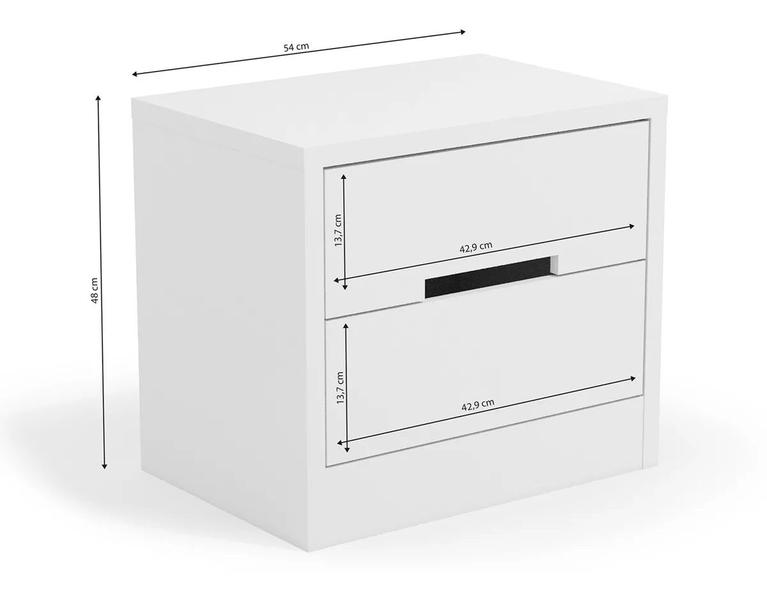 Imagem de Mesa De Cabeceira Com 2 Gavetas Kappesberg Mdf/mdp 48x38x54 Cm Pintura Uv Brilhante Branco S822