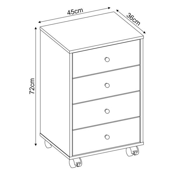 Imagem de Mesa De Cabeceira Com 4 Gavetas Presence Branco Demóbile