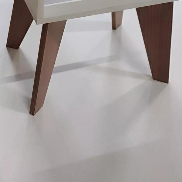 Imagem de Mesa de Cabeceira com Gaveta 30 cm MDF Branco com Pés