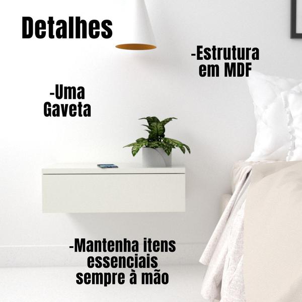 Imagem de Mesa de Cabeceira com Gaveta 30 cm MDF Branco