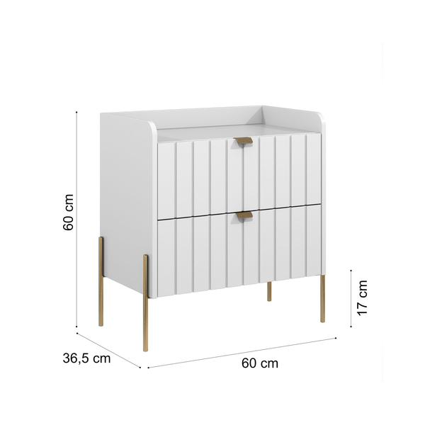 Imagem de mesa de cabeceira com gaveta branca para quarto moriah 60cm