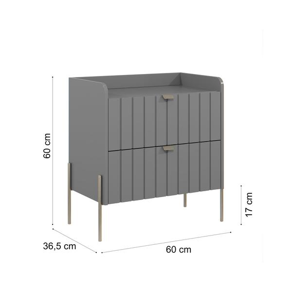 Imagem de mesa de cabeceira com gaveta cinza para quarto moriah 60cm