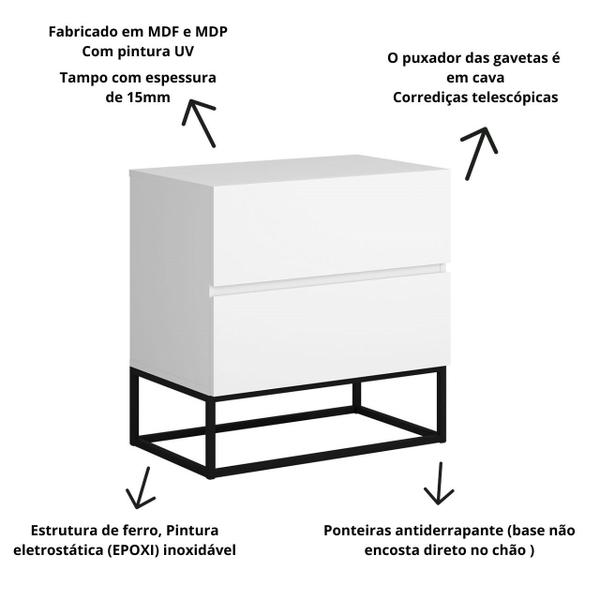 Imagem de mesa de cabeceira com gaveta cinza pequena industrial quarto