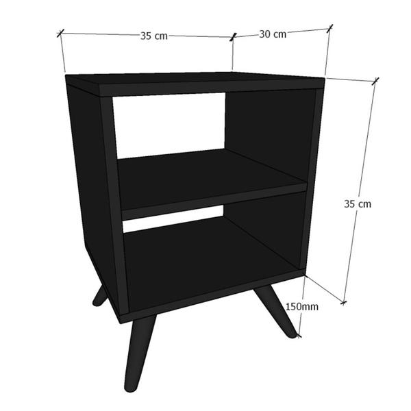 Imagem de Mesa de Cabeceira com Pés Mesinha Madeira Criado Quarto Nicho Preto