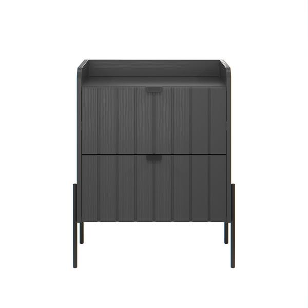 Imagem de mesa de cabeceira com pés preto industrial para quarto casal