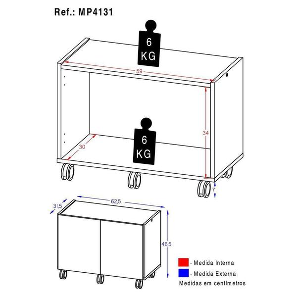 Imagem de Mesa de Cabeceira com Rodízios 2 Portas Multimóveis MP4131