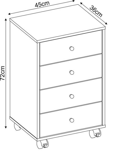 Imagem de Mesa de Cabeceira com rodízios 4 gavetas Presence Demóbile