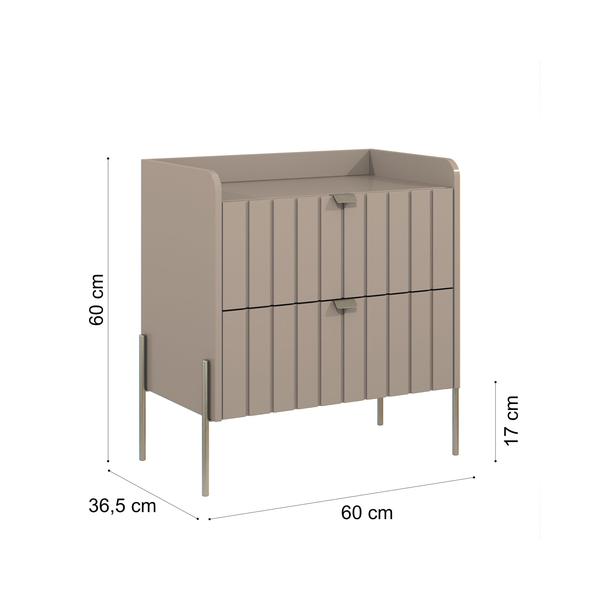 Imagem de mesa de cabeceira conect industrial retro moriah 60cm pés de ferro palito champagne