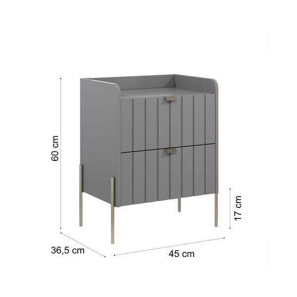 Imagem de mesa de cabeceira cor cinza moderna moriah 45cm cama casal