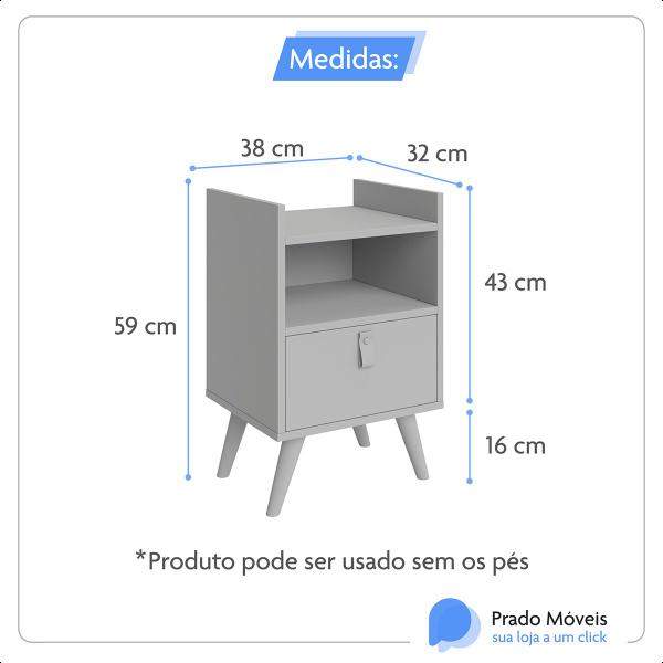 Imagem de Mesa De Cabeceira Criado Pés Antiumidade Cor Off White/Freijo