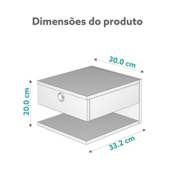 Imagem de Mesa de Cabeceira Criado Romeu Suspensa - Off white/ Nature - Makay Móveis