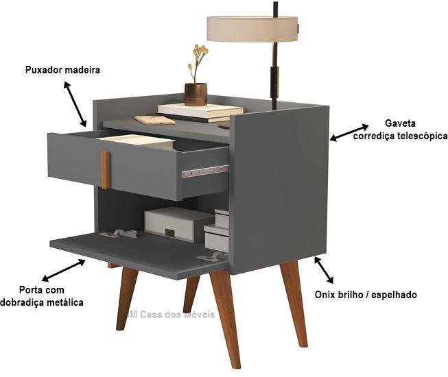 Imagem de Mesa de Cabeceira DAVI 1188 cor Onix - Comprar Moveis em Casa