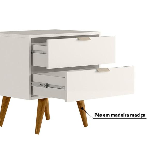 Imagem de Mesa de Cabeceira Demadero com 2 Gavetas - Off White/Natural