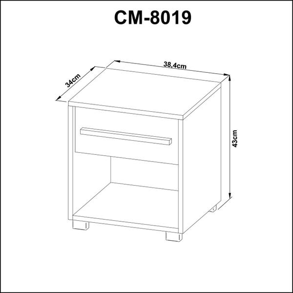 Imagem de Mesa de Cabeceira em Mdp 1 Gaveta Cm8019