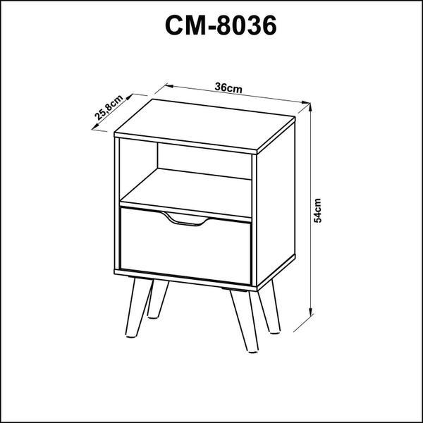 Imagem de Mesa de Cabeceira em Mdp 1 Gaveta Cm8036