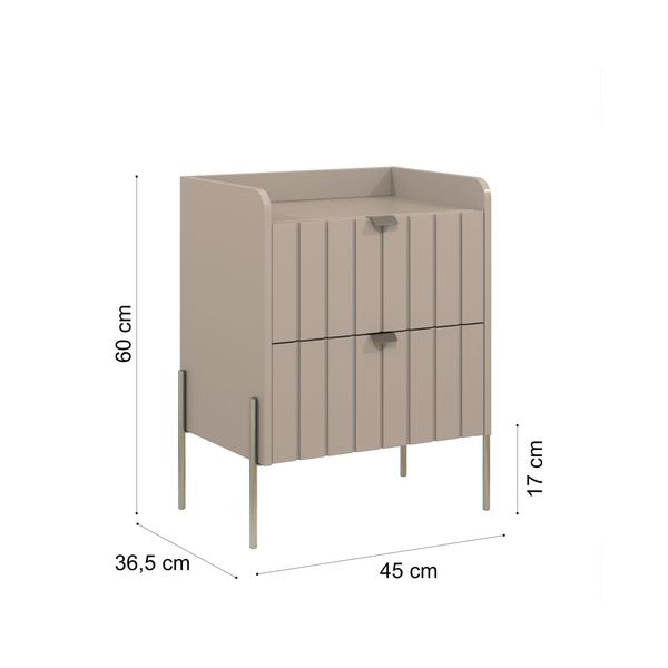 Imagem de mesa de cabeceira estilo industrial moderna com 4 pesinhos em ferro champagne moriah 45cm 100% MDF premium